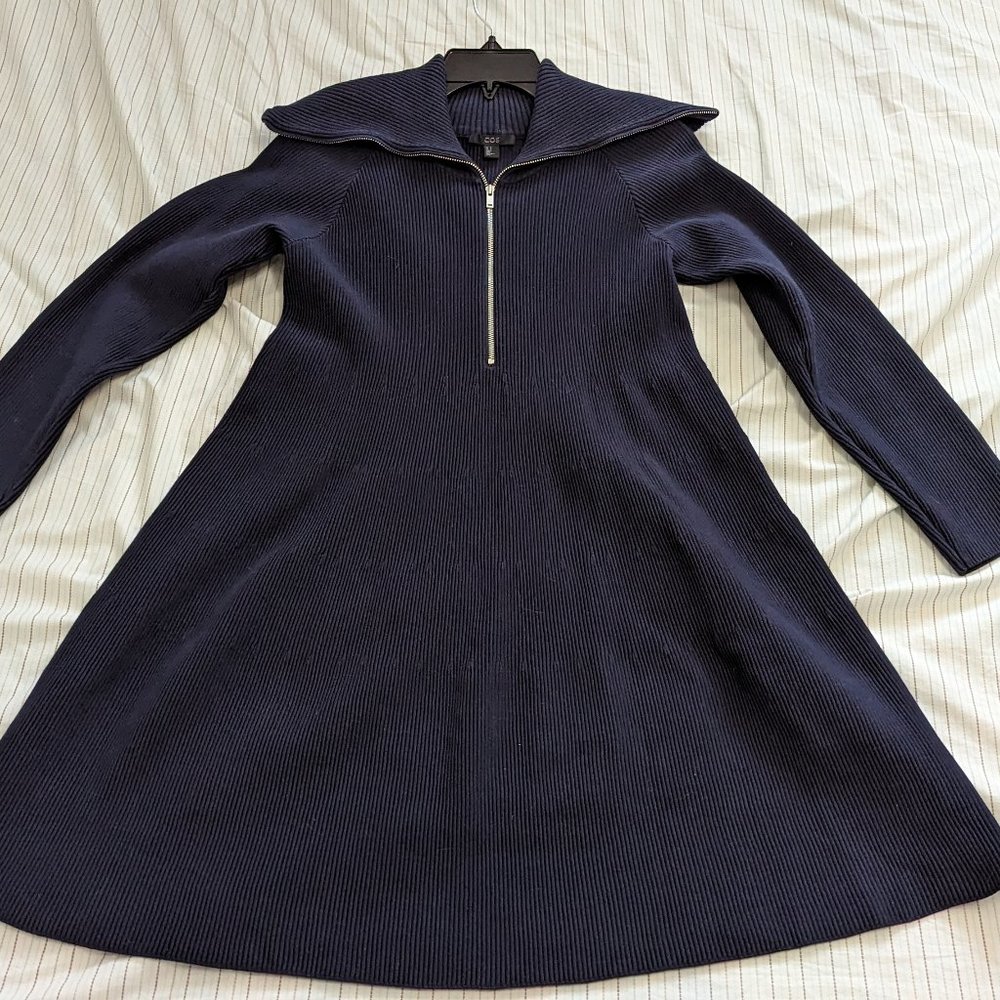 COS Navy Ribbed Dress